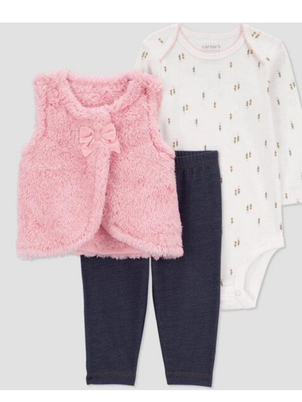 Carter's Just One Baby Girls Faux Shearling Vest With Jeggins
